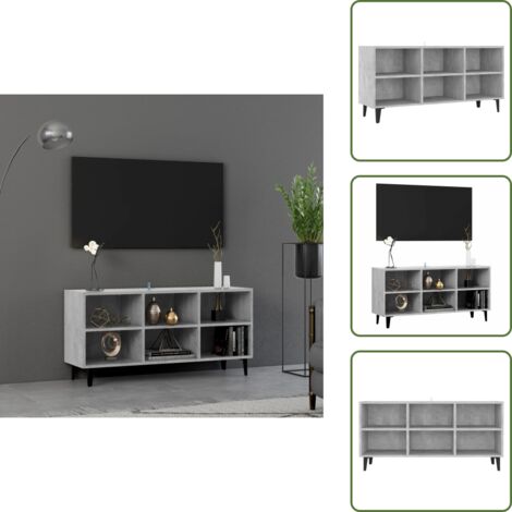Meuble tv à quatre pieds - vidaXL Meuble TV avec pieds en métal Gris béton 103,5x30x50 cm - Meuble tv avec fixation murale