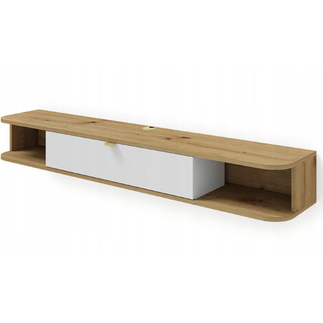 Meuble TV à suspendre 156x20x29cm IKARI chêne artisanal/blanc mat luxueux sideboeard commode