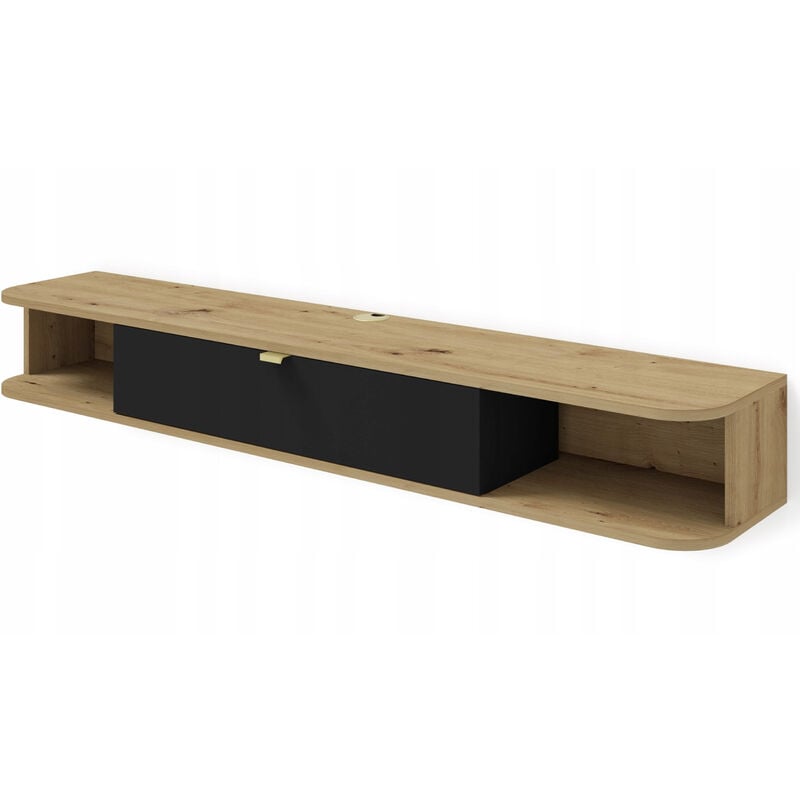Bb-loisir - Meuble tv à suspendre 156x20x29cm ikari chêne artisanal/noir mat luxueux sideboeard commode