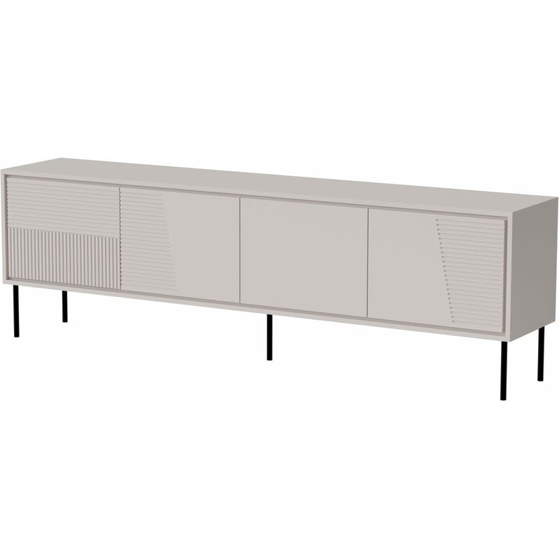 Bim Furniture - Meuble tv abudabi 200 cm 4D quatre portes panneau mdf façade fraisée cachemire mat