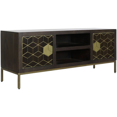 Meuble Tv Acacia Métal 140X40X55 Marron