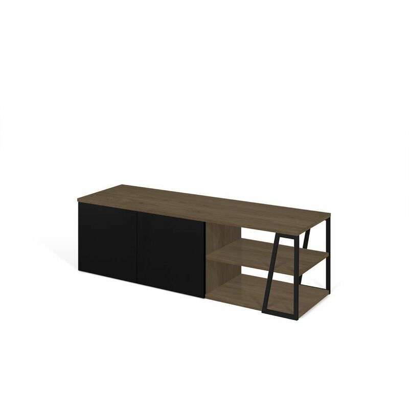 Meuble TV ALBI noyer et noir laqué - Noir laqué - Temahome