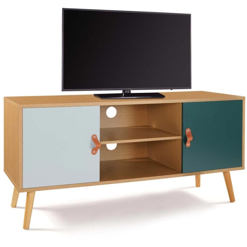Meuble tv 113 cm scandinave alize bois et vert