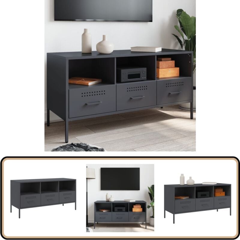 Vidaxl - Meuble tv anthracite 100,5x39x50,5 cm acier - Meuble Tv Industriel - Meuble Tv Design - Meuble Tv Moderne - Support Tv Mural - Rangement Tv