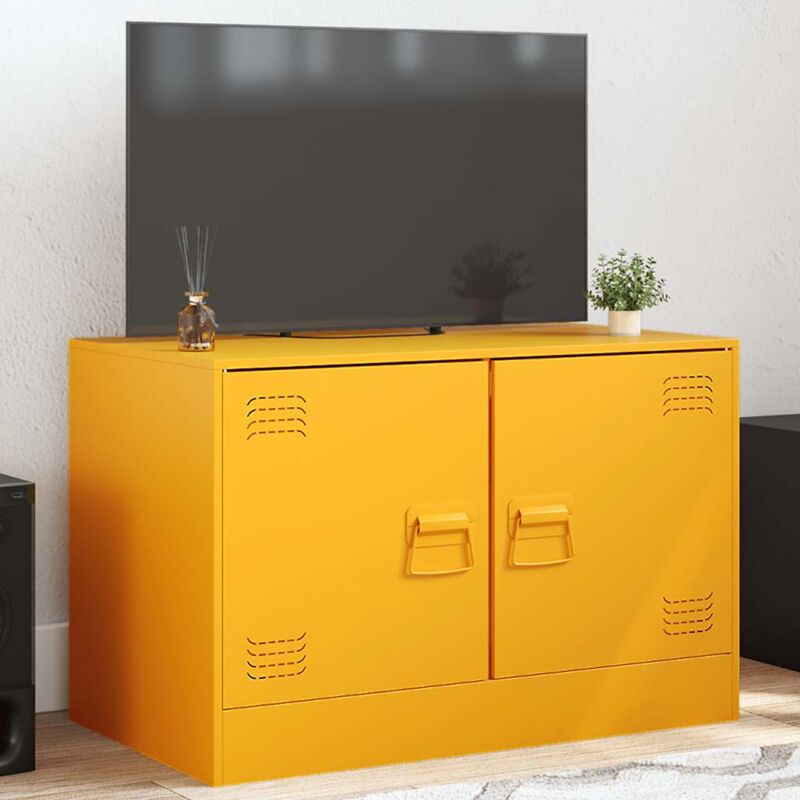 Vidaxl - Meuble tv jaune moutarde 67x39x44 cm acier