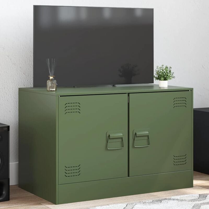 Vidaxl - Meuble tv vert olive 67x39x44 cm acier