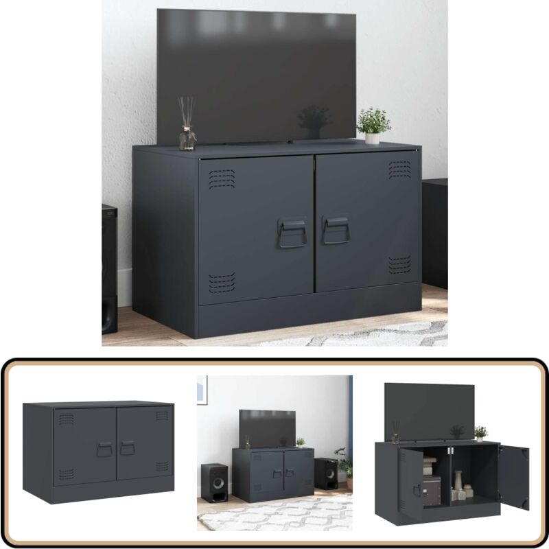 Vidaxl - Meuble tv anthracite 67x39x44 cm acier - Meuble Tv - Meuble Television - Meuble Industriel - Étagère Murale - Rangement Tv