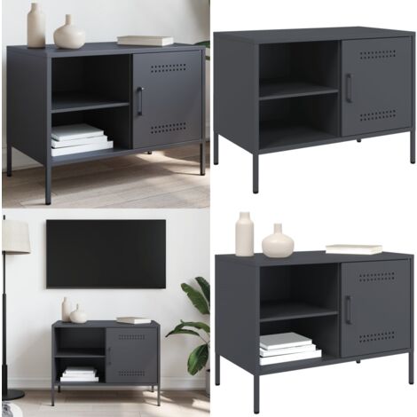 Meuble TV anthracite 68x39x50,5 cm acier - Meubles Tv - Meuble Tv Industriel - Meuble Tv Design - Rangement Tv - Support Tv Mural - Home & Living