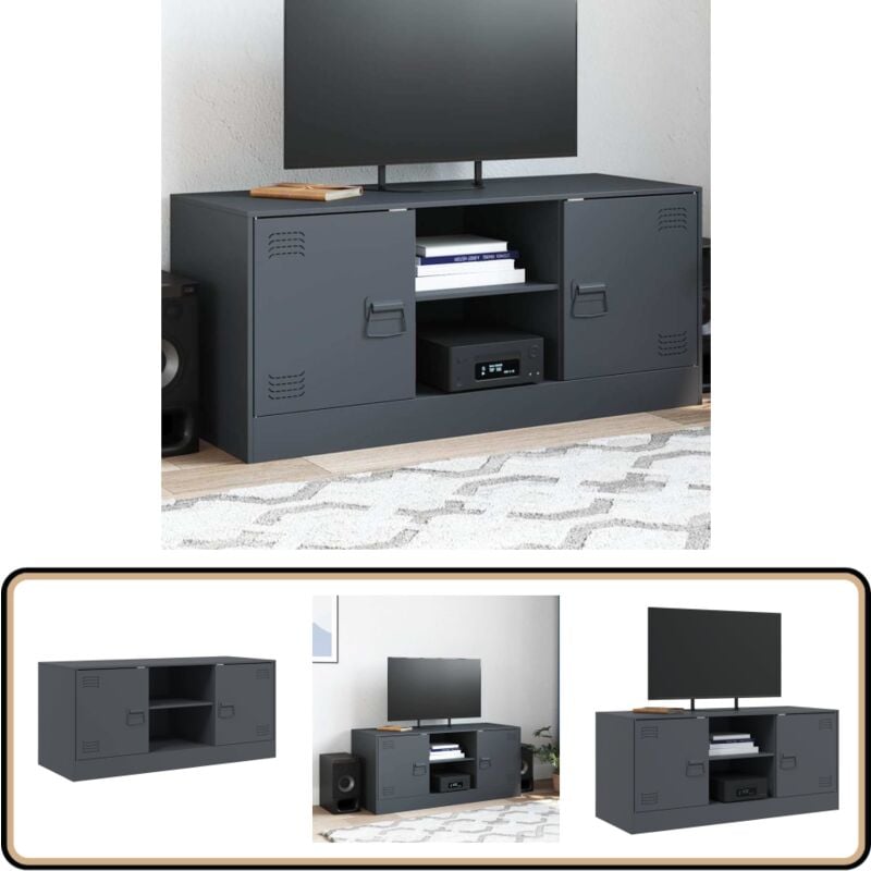Vidaxl - Meuble tv anthracite 99x39x44 cm acier - Meuble Tv - Meuble Audiovisuel - Support Tv - Rangement Tv - Meubles Salon