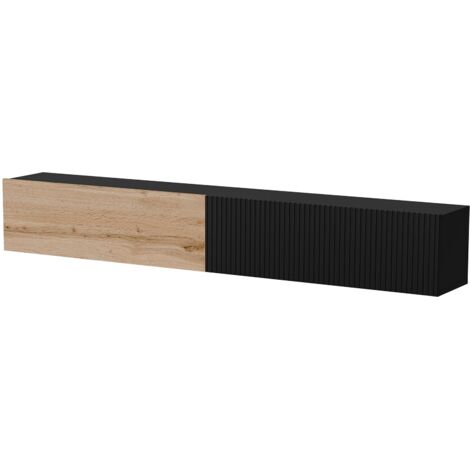 Meuble TV Arganil, une étagère, modulable, 29.8x200x30.5h cm Gris Anthracite