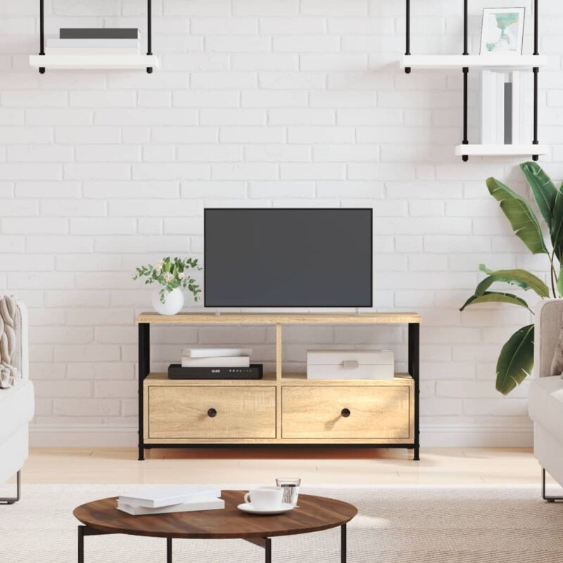 Vidaxl - Tv Cabinet Sonoma Oak 90x33x45 Cm Engineered Wood&iron