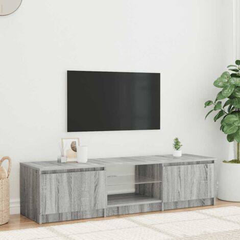 Meuble TV  - Armoire de salon  Banc TV avec lumières LED Sonoma gris 140x40x35,5 cm -FR68288