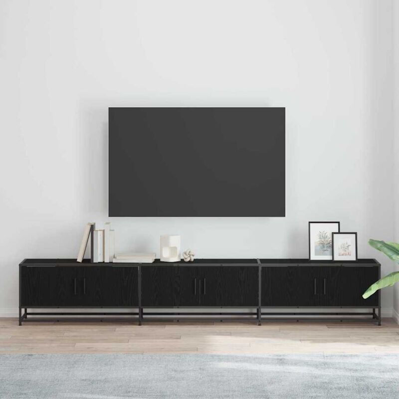 Vidaxl – Meuble TV chêne noir 240 x 35 x 41 cm – Bois d'ingénierie avec 6 portes – Finition mate pour salons modernes