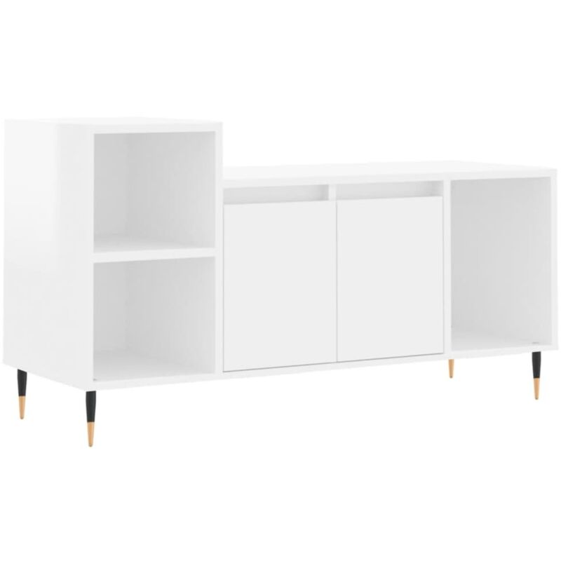 Vidaxl - Meuble tv Blanc brillant 100x35x55 cm Bois d'ingénierie