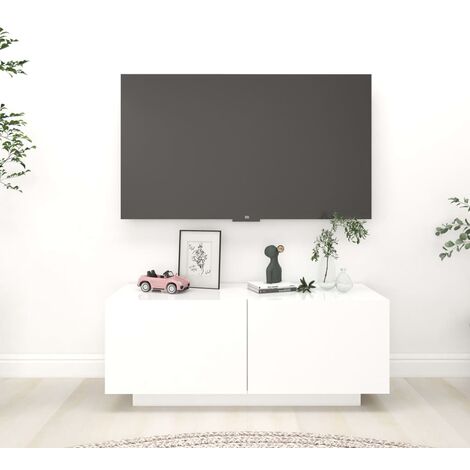 Meuble TV - Armoire de TV  Banc TV  pour Salon Blanc 100x35x40 cm Aggloméré -FR65962