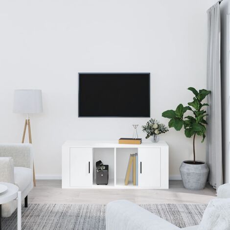 Meuble TV - Armoire de TV  Banc TV  pour Salon Blanc 100x35x40 cm Bois d'ingénierie -FR38257