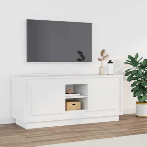 Meuble TV - Armoire de TV  Banc TV  pour Salon blanc 102x35x45 cm bois d'ingénierie -FR54632
