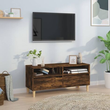 Meuble TV - Armoire de TV  Banc TV  pour Salon chêne fumé 100x34,5x44,5 cm bois d'ingénierie -FR70606