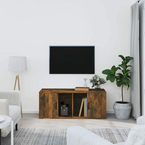 Meuble TV - Armoire de TV  Banc TV  pour Salon Chêne fumé 100x35x40 cm Bois d'ingénierie -FR28592