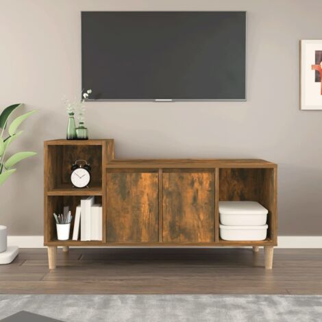 Meuble TV - Armoire de TV  Banc TV  pour Salon Chêne fumé 100x35x55 cm Bois d'ingénierie -FR52532