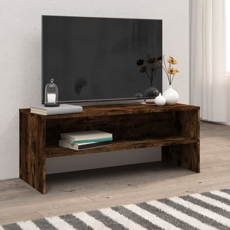 Meuble TV - Armoire de TV  Banc TV  pour Salon Chêne fumé 100x40x40 cm Bois d'ingénierie -FR57251
