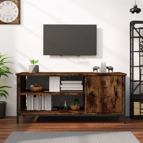 Meuble TV - Armoire de TV  Banc TV  pour Salon chêne fumé 100x40x45 cm bois d'ingénierie -FR64659