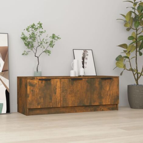 Meuble TV - Armoire de TV  Banc TV  pour Salon Chêne fumé 102x35x36,5 cm Bois d'ingénierie -FR47404