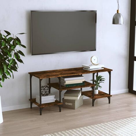 Meuble TV - Armoire de TV  Banc TV  pour Salon chêne fumé 102x35x45,5 cm bois d'ingénierie -FR38930