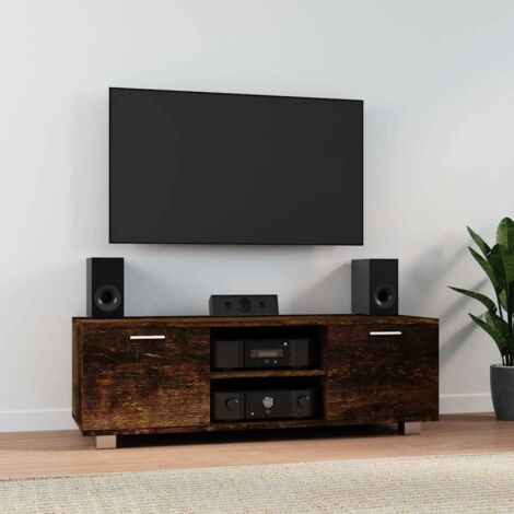 Meuble TV - Armoire de TV  Banc TV  pour Salon Chêne fumé 120x40,5x35 cm Bois d'ingénierie -FR80220