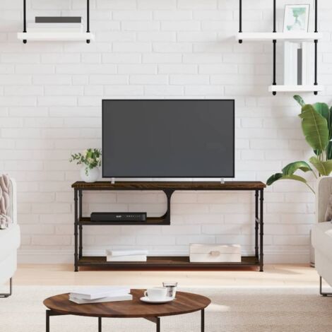 Meuble TV - Armoire de TV  Banc TV  pour Salon chêne marron 103x38x46,5cm bois d'ingénierie et acier -FR62972