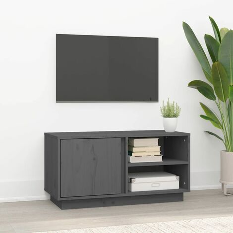 Meuble TV - Armoire de TV  Banc TV  pour Salon Gris 80x35x40,5 cm Bois de pin massif -FR52554