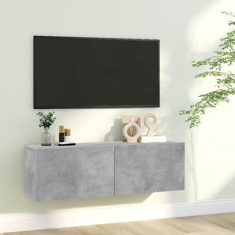Meuble TV - Armoire de TV  Banc TV  pour Salon Gris béton 100x30x30 cm Aggloméré -FR73859