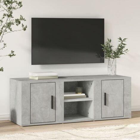 Meuble TV - Armoire de TV  Banc TV  pour Salon Gris béton 100x31,5x35 cm Bois d'ingénierie -FR34266