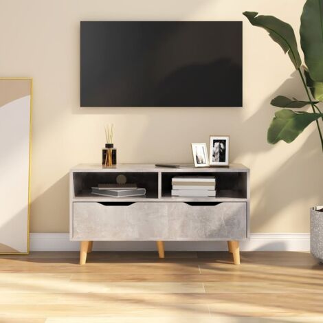 Meuble TV - Armoire de TV  Banc TV  pour Salon Gris béton 90x40x48,5 cm Aggloméré -FR57585