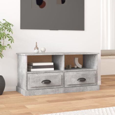 Meuble TV - Armoire de TV  Banc TV  pour Salon gris béton 93x35,5x45 cm bois d'ingénierie -FR38067