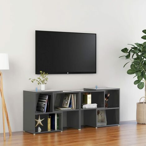 Meuble TV - Armoire de TV  Banc TV  pour Salon Gris brillant 104x30x52 cm Aggloméré -FR68869