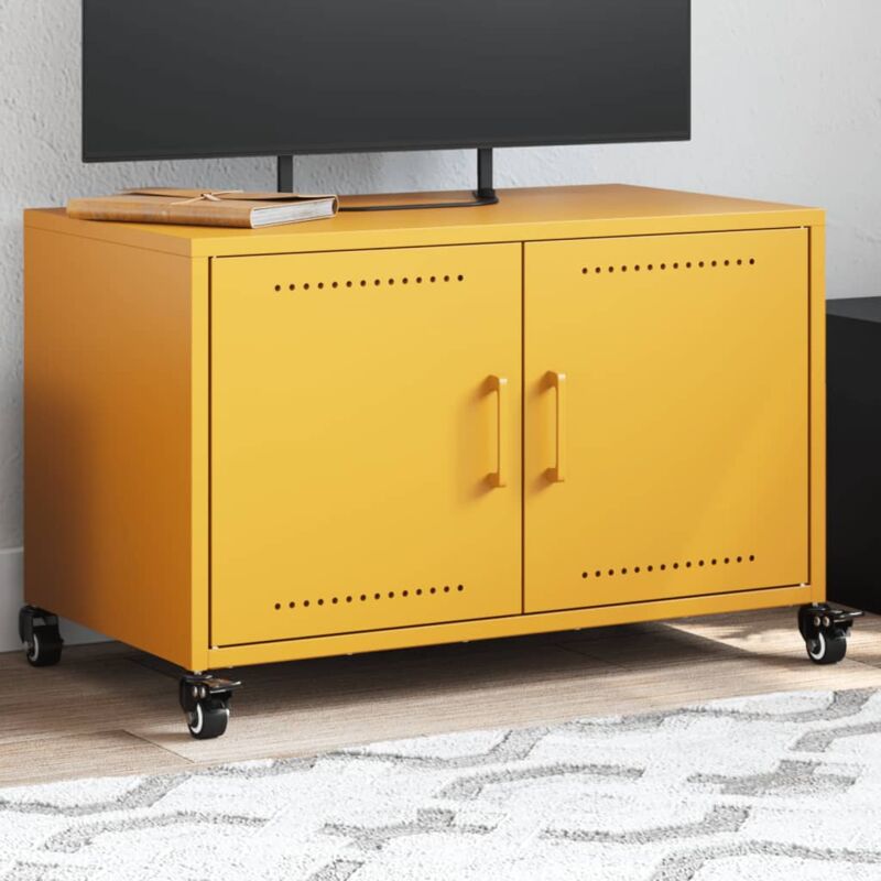 Vidaxl - Meuble tv jaune moutarde 68x39x43,5 cm acier laminé à froid