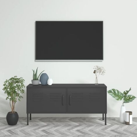 Meuble TV - Armoire Télévision Moderne  Banc TV de Salon Anthracite 105x35x50 cm Acier -FR11974