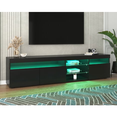 Meuble TV Armoire TV moderne, panneau clair, éclairage LED variable, salon et salle à manger 180cm