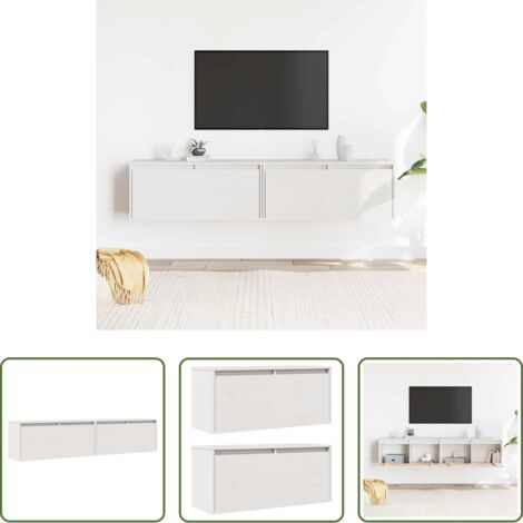 Meuble TV -  Armoires murales 2 pcs Blanc 80x30x35 cm Bois de pin massif