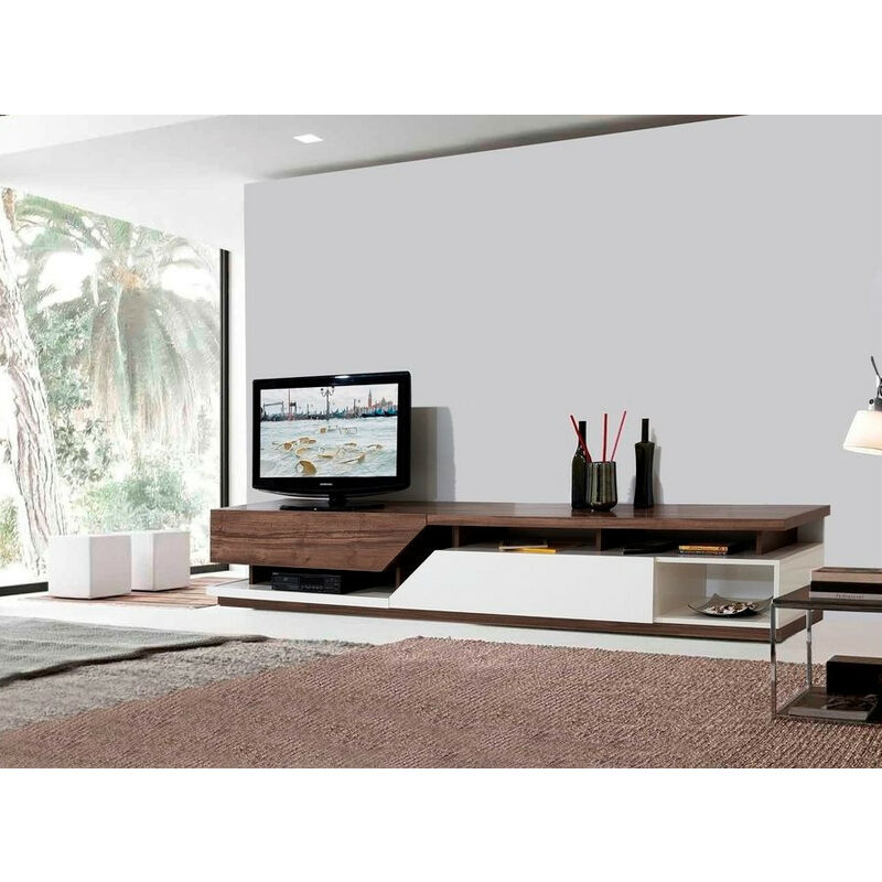 Azura Home Design - Meuble tv atlantik 210 cm blanc et bois - Naturel