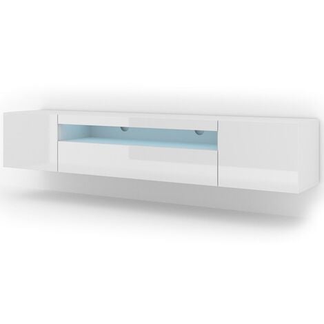 SALONE SRL Meuble TV AURA 200 cm blanc mat / blanc brillant