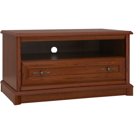 Meuble TV avec 1 tiroir et étagère, couleur châtaigne - Longueur 101 x Profondeur 54,5 x Hauteur 54,5 cm