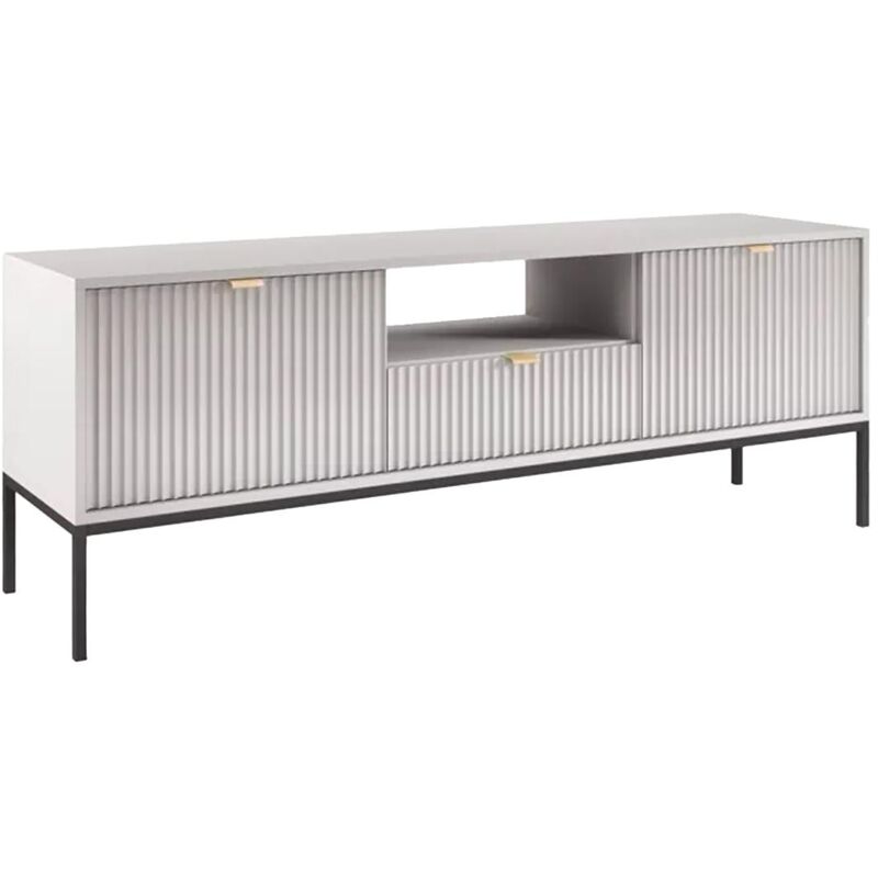 Meuble tv avec 2 portes, 1 tiroir et 1 niche - Gris - liouba de Pascal Morabito