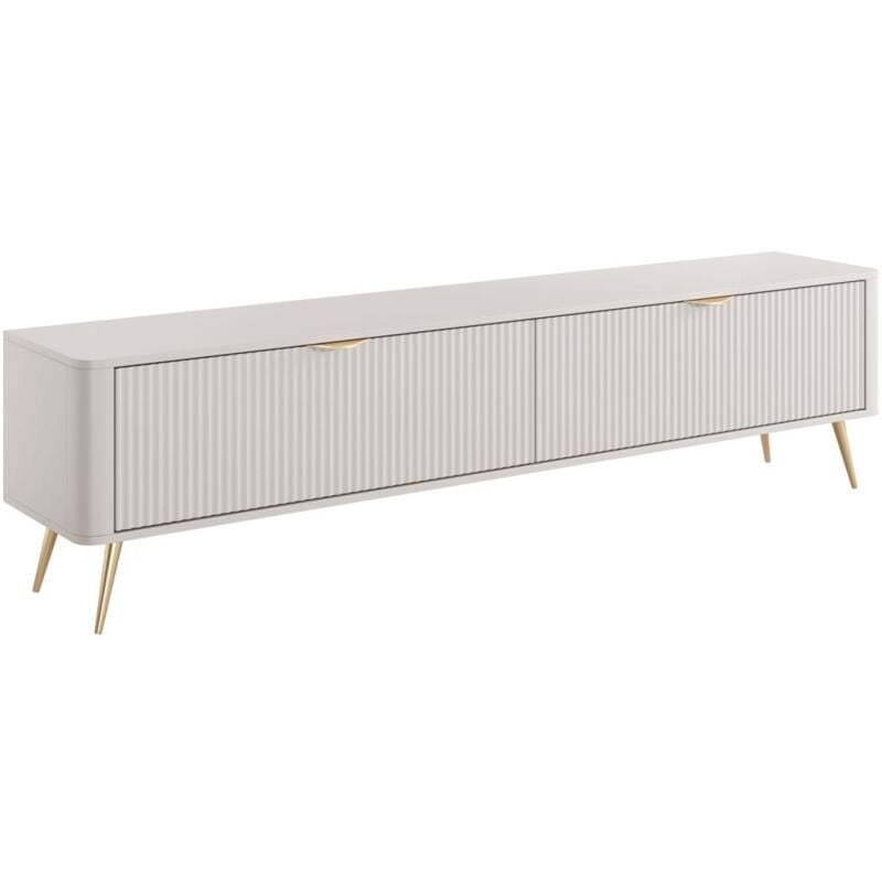 Meuble tv avec 2 portes en mdf - Beige et doré - elonaria de Pascal Morabito