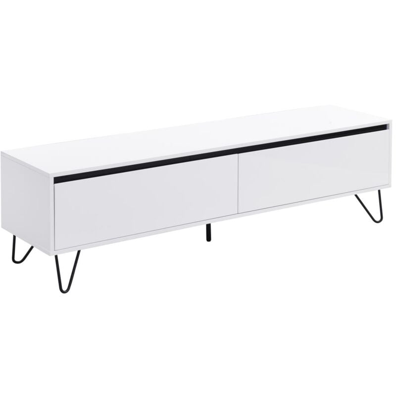 Meuble tv avec 2 portes en mdf et acier - Blanc et Noir - abuja de Pascal Morabito