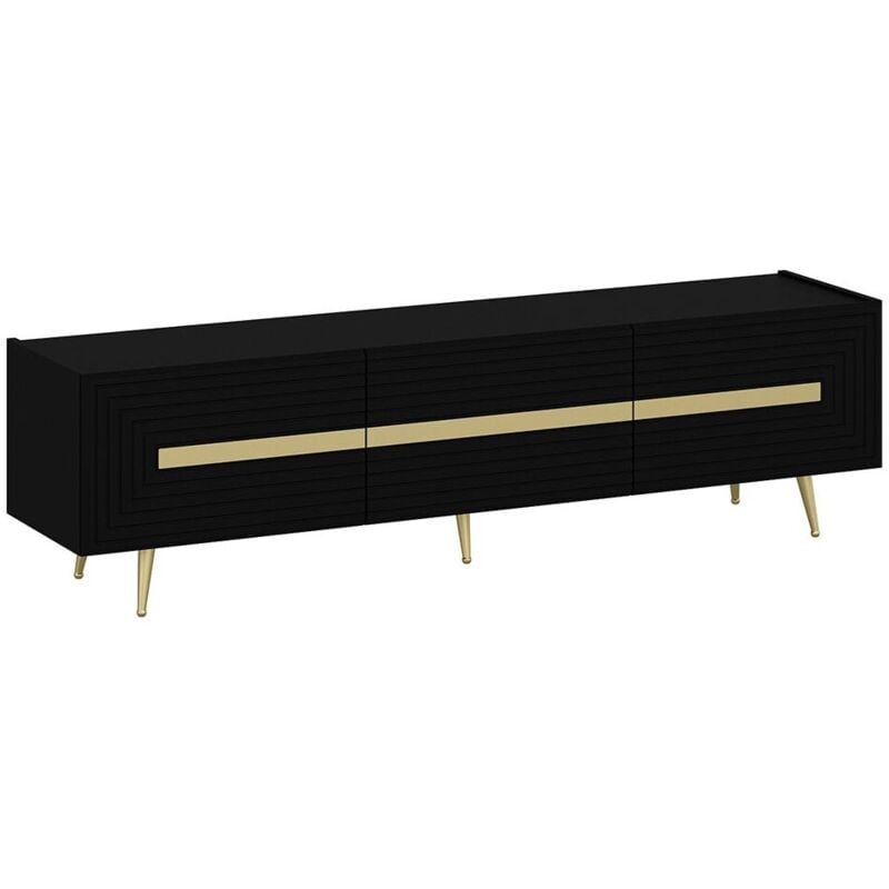Pascal Morabito - Meuble tv avec 3 portes - Noir et doré - molya de