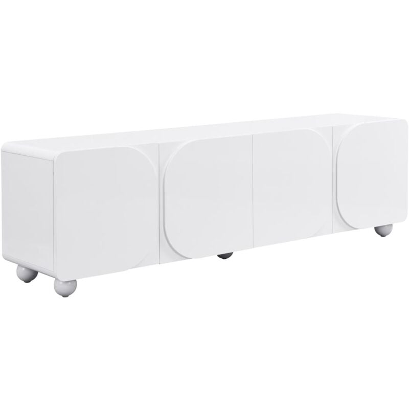 Vente-unique - Meuble tv avec 4 portes en mdf - Blanc - yeldinia