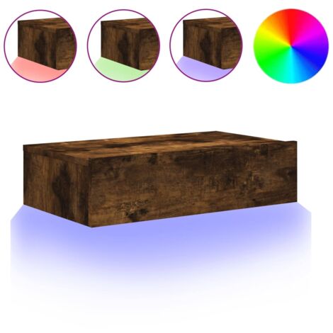 Meuble TV avec éclairage LED chêne fumé 60x35x15,5