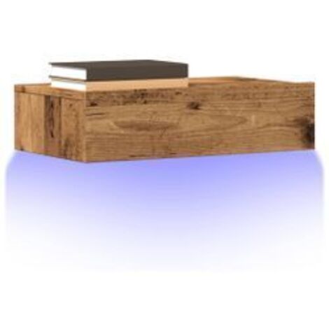 Meuble TV avec éclairage LED vieux bois 60x35x15,5